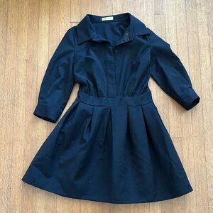ba&sh collared 3/4 sleeve black 1950s retro vintage style mini shirt dress S